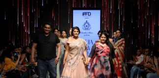 Designer Saurabh & Shena showcased “Dil-e-Guldasta” a collection presenting finest zardozi, pearls, rhinestones & colorful resham threads at India Runway Week